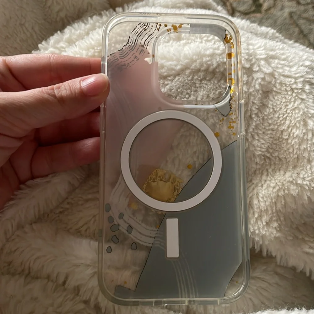 HEYDAY UEC Phone Case For iPhone 13 Clear Gold Black Abstract
